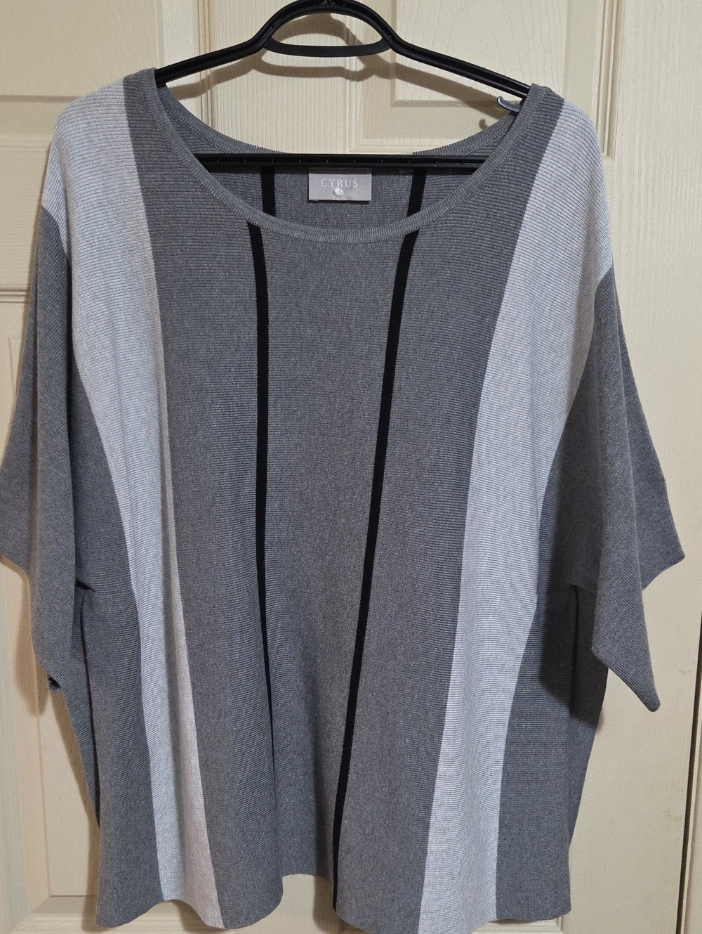 Cyrus Gray Striped Knit Top